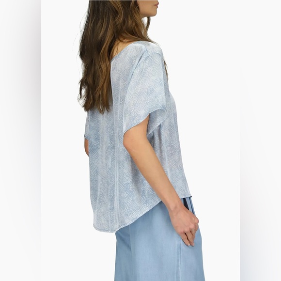 Michael Kors Petite Petal-Print Short-Sleeve Top - Picture 4 of 10